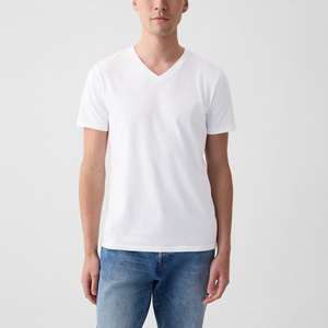 T-shirt col V 100 % coton pour homme, qualité supérieure, impression numérique personnalisée, vente en gros, directement de l'usine - Product Image 4