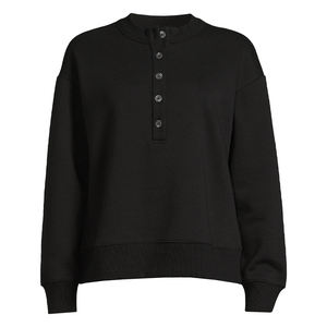 Sweat-shirt de luxe pour femme, options de conception personnalisée, conception de fermeture à quart de bouton, conception d'épaule tombante, rotation rapide - Product Image 1