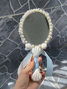 Pequeño Seashell Hand Mirror DIY Flower Pearl Muchos diseños personalizados listos para enviar - Product Image 6