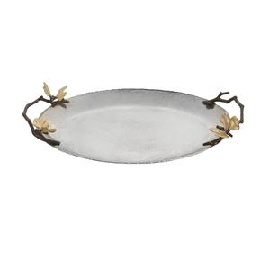 Serving Trays For Home & <b>Hotels</b> <b>Restaurant</b> <b>Supplies</b> Silver & Black handles Modern Metal Tray Dish tea serving Dining ware tables - Product Image 1