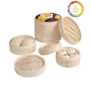 Cesta Vaporera Apilable de Bambú con Soporte para Ollas, Ecológica para Cocinar Múltiples Platos, Verduras y Mariscos - Product Image 5