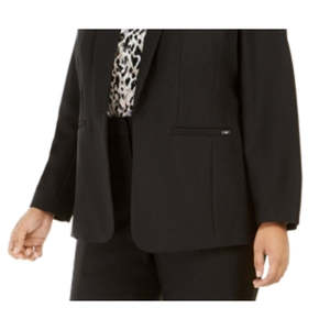 Blazer de Mujer Calvin Klein Parker Twill, Negro, Estampado Sólido, Talla 16, Cierre de un Botón, Tejido de Pana de Lana - Product Image 3