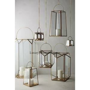 Ensemble de 3 couleur or Ramadan lanterne spéciale aspect brillant Design minimaliste bougeoirs fantaisie Design lanternes faites à la main fournitures - Product Image 6