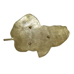 Plateau décoratif en aluminium enduit d'or fait à la main en forme de feuille plat de service orné de plaque en métal centre de table pour la décoration intérieure - Product Image 5