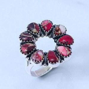 แหวนเงินดีไซน์เฉพาะตัว ประดับด้วยพลอยเทอร์ควอยซ์รูปดอกดาเลียสีชมพู แหวนเงินแท้ 925 ราคาขายส่ง - Product Image 2