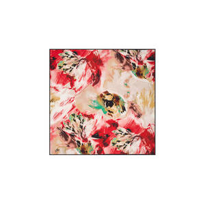 <b>Red</b> Cotton Silk Fashion Square <b>Scarf</b> with Bows - Product Image 1