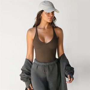 Débardeur de sport en tricot sans couture Gilet de yoga côtelé solide Débardeur sans manches Running - Product Image 4