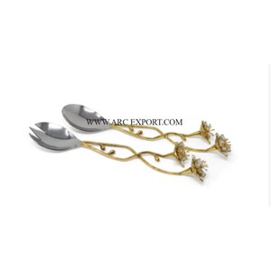 Cuillères en argent à poignées polies en or pour la maison et la cuisine Ustensiles de table Couverts classiques en Inde - Product Image 3