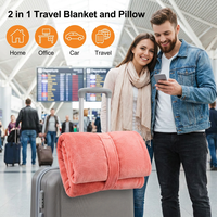 Ensemble de coussins personnalisés avec logo rose 2-en-1, couverture lestée en flanelle douce et polaire, pliable, portable pour le voyage, avec fermeture éclair