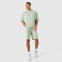 Conjunto de camiseta y pantalones cortos de dos piezas para hombre, traje de verano de dos piezas con diseño de logotipo personalizado, ropa para hombre