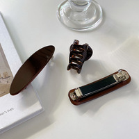 Pinces à cheveux pour griffes, épingles à cheveux brillantes, en acétate, couleur rétro, néon, chocolat, brun, pièces, diy