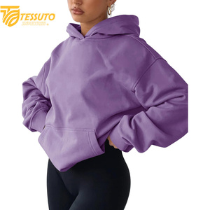 เสื้อครอปไซส์ใหญ่พิเศษสำหรับผู้หญิงเสื้อมีฮู้ดแฟชั่นผ้าฝ้าย100% สั้นโอเวอร์ไซส์สำหรับผู้หญิง - Product Image 3