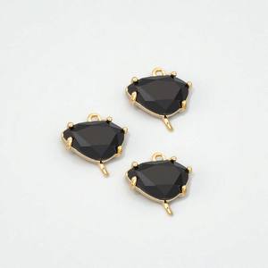 925 encantos de conector de piedras preciosas de ónix negro desigual de plata-joyería de bricolaje - Product Image 1