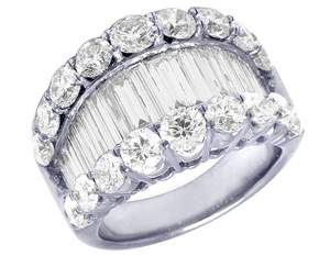 925 Sterling Silver <b>Iced</b> Out Baguette & Round Moissanite Diamond Men's Hip Hop <b>Ring</b> For Women Fashion Jewelry - Product Image 1