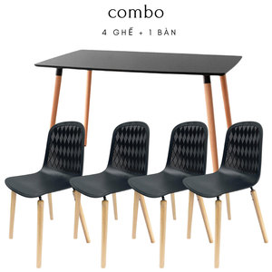 Ensemble de table à manger de style scandinave antique, 120 cm, bois et 4 chaises, style MDF, pour meubles de maison, moderne et contemporain, CBBA064 - Product Image 5