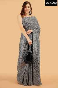 Saree en georgette de travail à séquence lourde avec bordure en passepoil et chemisier Banglory pièces Saree de fête pour femmes - Product Image 6