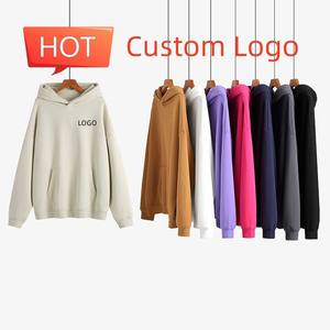 Sweats à capuche unis en coton épais 400gsm pour hommes, broderie de logo personnalisé pour l'hiver, sweats à capuche épais vierges à impression bouffante sans ficelle - Product Image 6