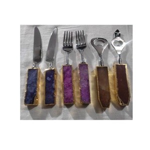 Cuchillo de cena de metal con piedra de ágata para hotel a precio económico cuchillos de postre de acero inoxidable hechos a mano con mango de ágata - Product Image 5