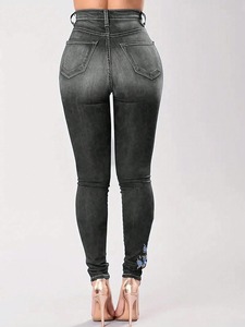 Pantalones bordados en 3D con estilo personalizado 2025 pantalones vaqueros lavados transpirables de primera calidad 100% pantalones lápiz de algodón orgánico para mujer - Product Image 2