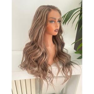 Peluca de Cabello Humano 100% Natural con Frente de Encaje, Color Rubio Ceniza con Mechas Marrones, Modelo con Nudos Decolorados, 10\", 12\", 16\", Marrón Chocolate - Product Image 2