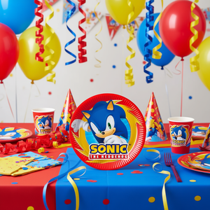 Assiettes en plastique Sonic the Hedgehog, 19,5 cm, 6 pièces, vaisselle de fête écologique - Product Image 3