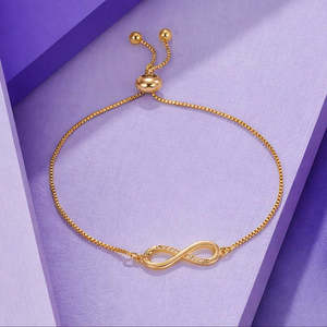 NOVAMART Fine Hallmark Women's <b>Infinity</b> Love Silver Cuff <b>Bracelet</b> with Gold Plating Fashion Accessory Wholesale Export - Product Image 2