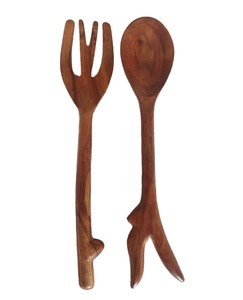 Serveur à salade en bois d'acacia fait à la main écologique passe au lave-vaisselle artisanat indien cuisine outils à salade cuillère fourchette ensemble - Product Image 1