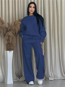 Nouveau Top Notch surdimensionné survêtements 100% coton manches longues femme survêtements décontracté léger respirant 2 pièces ensemble - Product Image 5