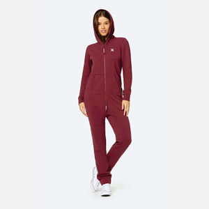 ผ้าฝ้าย80% 20% โพลีเอสเตอร์ขัดกลับผ้าฝ้ายที่อยู่ด้านในมีซิปคุณภาพสูงสีแดงไวน์ชุดเดียว - Product Image 4