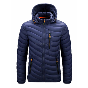 Chaqueta acolchada de invierno para hombre con logotipo personalizado de alta calidad al por mayor, piel de oveja impermeable impresa OEM con bolsillos de burbujas - Product Image 2