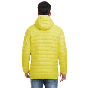 Long manteau d'hiver coupe-vent pour hommes personnalisé veste matelassée compressible avec capuche sur pied poche en tissu isolant léger et recyclé - Product Image 3