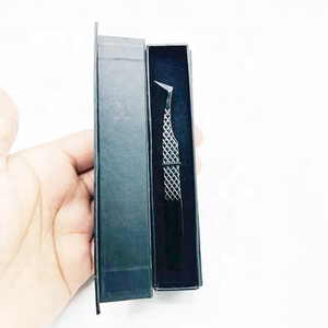 Pinzas de extensión de pestañas con agarre de fibra, pinzas de punta de fibra negra mate, aplicador de pestañas - Product Image 5