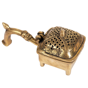 Quemador de Incienso de Latón Puro de Alta Calidad con Grabado y Acabado Pulido, Quemador de Lobán Tradicional de Latón Vintage para Decoración del Hogar - Product Image 1