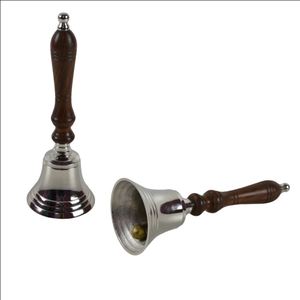 ระฆังเงินเงาวาวพร้อมที่จับไม้กระดิ่งมือโบราณสำหรับโรงเรียนโรงแรมโบสถ์ระฆังโลหะทองเหลือง - Product Image 3