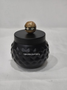 High On Demand <b>Black</b> Tabletop Container Handmade Luxury Iron Round Box Storage Box Use for Kitchenware Decorative And Storage - Product Image 3