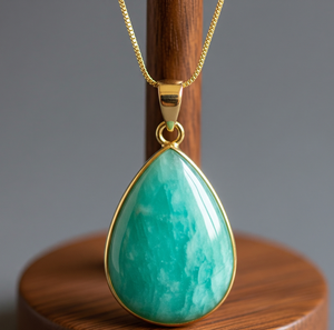 Bijoux minimalistes 925 en argent Sterling chaîne délicate Amazonite naturelle goutte forme pendentif guérison cristal mode pendentifs cadeau - Product Image 3