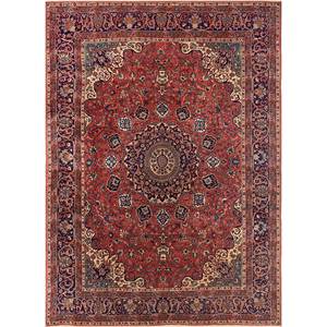 Tapis en laine noué à la main Aalam, motif médaillon rouge-orange, kilim abstrait fait main pour la maison, 9x12 rectangulaire, idéal pour adolescents, entrée et couloir - Product Image 1