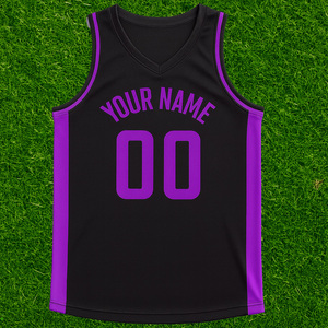 Vêtements de sport avec broderie de chiffres violets sublimation et logo personnalisé, chemises de basket-ball, maillot numérique de l'équipe universitaire - Product Image 1