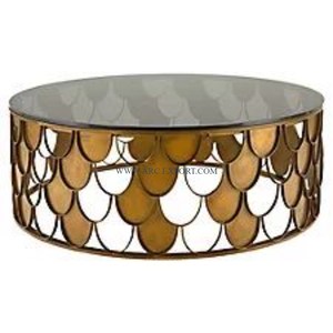 Diseñador de flores, mármol blanco y Metal, Marco chapado en oro, Base, decoración para el hogar y la sala de estar, muebles, mesa de centro de ARC Export - Product Image 5