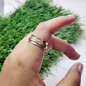 Bague Spinner en laiton argenté Bague de méditation Bague en laiton argenté uni - Product Image 1