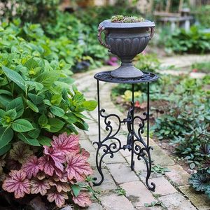 Metal Planter Rack,Decorative Flower <b>Pot</b> <b>Holder</b>,Vintage & Rustic Style Indoor Outdoor Garden <b>Pots</b> Container Supports - Product Image 4