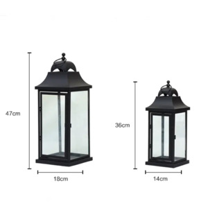 Classic Style <b>Black</b> Metal Indoor/Outdoor Candle <b>Holders</b> Lanterns for Weddings Christmas Home Events Parties Decorations - Product Image 3