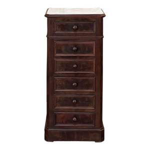 Luxurious Handcrafted Mahogany 7-<b>Drawer</b> Nightstand Genuine Marble Top | Classic French Style <b>Bedside</b> Cabinet | Premium Bedroom - Product Image 1