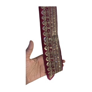 Cintas de Encaje de Red de Diseño de Alta Calidad, Hilo de Crochet con Lentejuelas Bordadas, Precio al por Mayor para Exportación a India, Decoración - Product Image 1