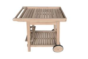 <b>Coffee</b> <b>Table</b> Cart Solid Acacia Hostess Serving Trolley-Movable <b>Small</b> Double-Layered Eco-Friendly Durable Lightweight - Product Image 5