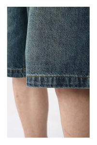 Pantalones Cortos de Verano para Hombre, de Mezclilla Azul Desgastado, Estilo Casual, Ajuste Holgado, Retro, con Efecto Desgastado y Vintage, Estilo Urbano Relajado, Cinco Bolsillos - Product Image 5