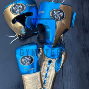 Ensemble de boxe d'entraînement en cuir de vachette véritable multicolore avec sangle de poignet réglable et logo personnalisé – Vente en gros - Product Image 1