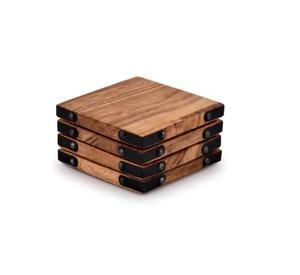 แผ่นรองแก้วไม้ทรงสี่เหลี่ยม ทนทาน เป็นมิตรกับสิ่งแวดล้อม ดีไซน์การ์ตูนทันสมัย สำหรับใช้ในบ้านและร้านอาหาร - Product Image 1