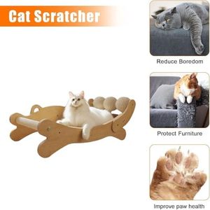 เก้าอี้ไม้สำหรับแมวที่เกาเป็นมิตรกับสิ่งแวดล้อมพร้อมป่านศรนารายณ์ในร่ม - Product Image 5