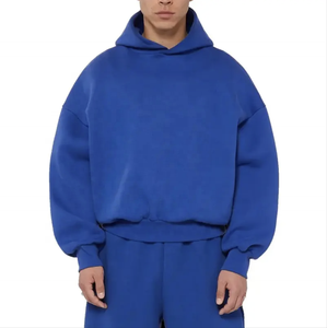 Personnalisé Surdimensionné 380g Coton Blanc De Luxe Hommes Hiver Solide Plaine Teint À Capuche Polaire Sweats Recadrée Poids Lourd Streetwear - Product Image 5